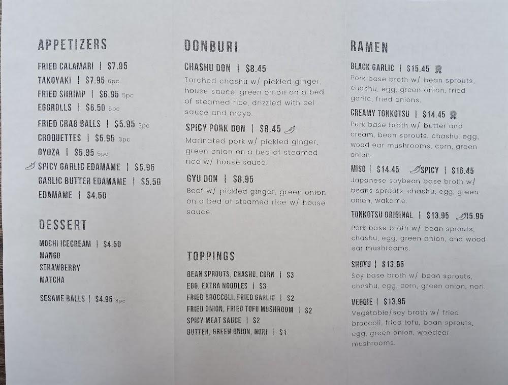 Jin’s Ramen Menu image 3